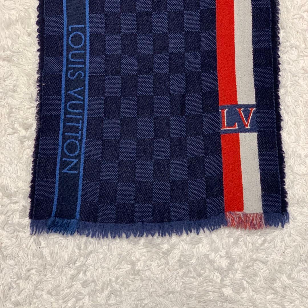 ［美品］ルイヴィトン　エシャルプ メサジェ ダミエ　フリンジ マフラー