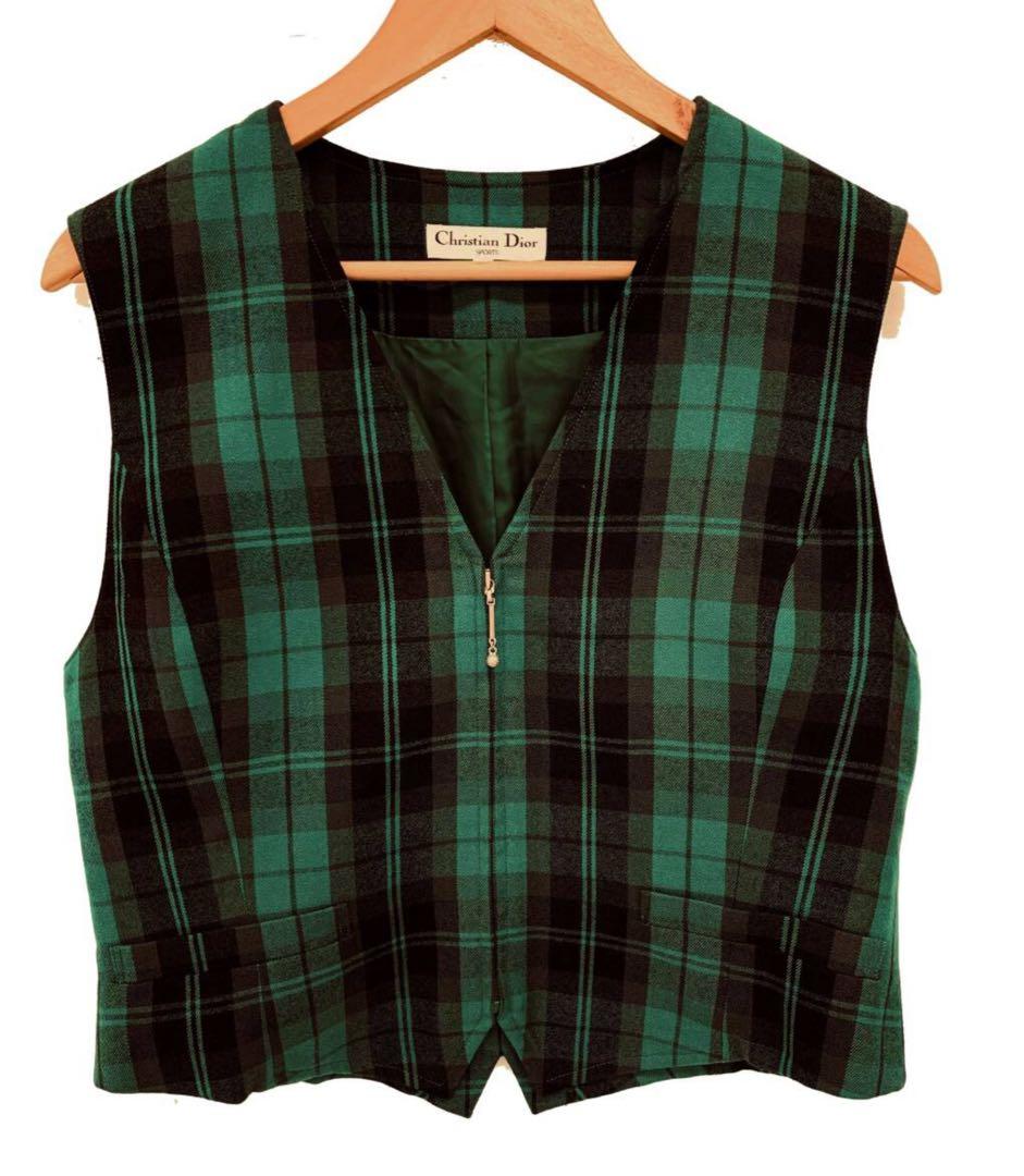 T06/068ChristianDiorクリスチャンディオールチェックジレベスト