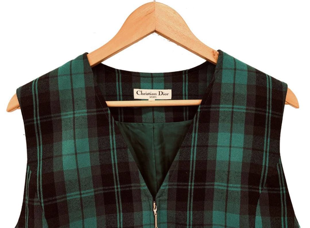 T06/068ChristianDiorクリスチャンディオールチェックジレベスト