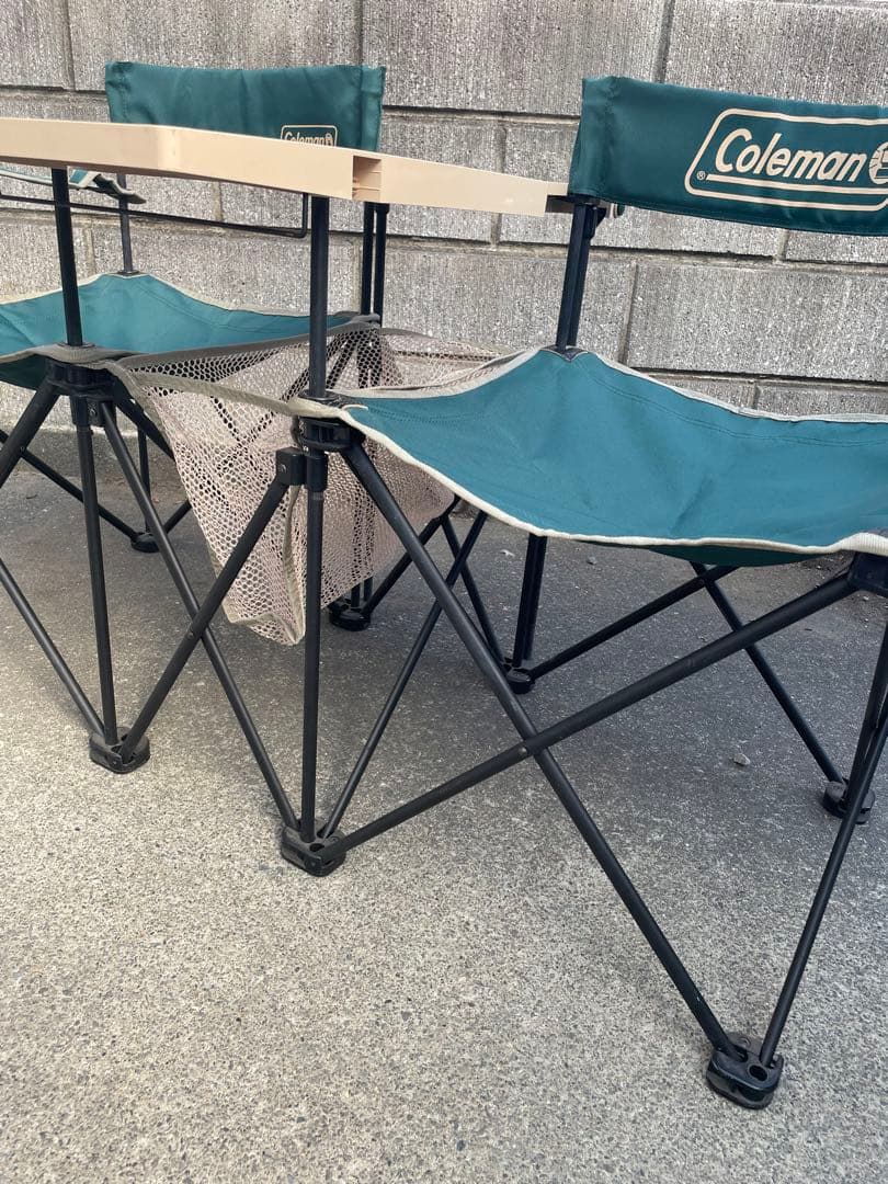 Coleman二人掛けアウトドアテーブルチェア一体型荷物入れ付秋キャンプおまけ付