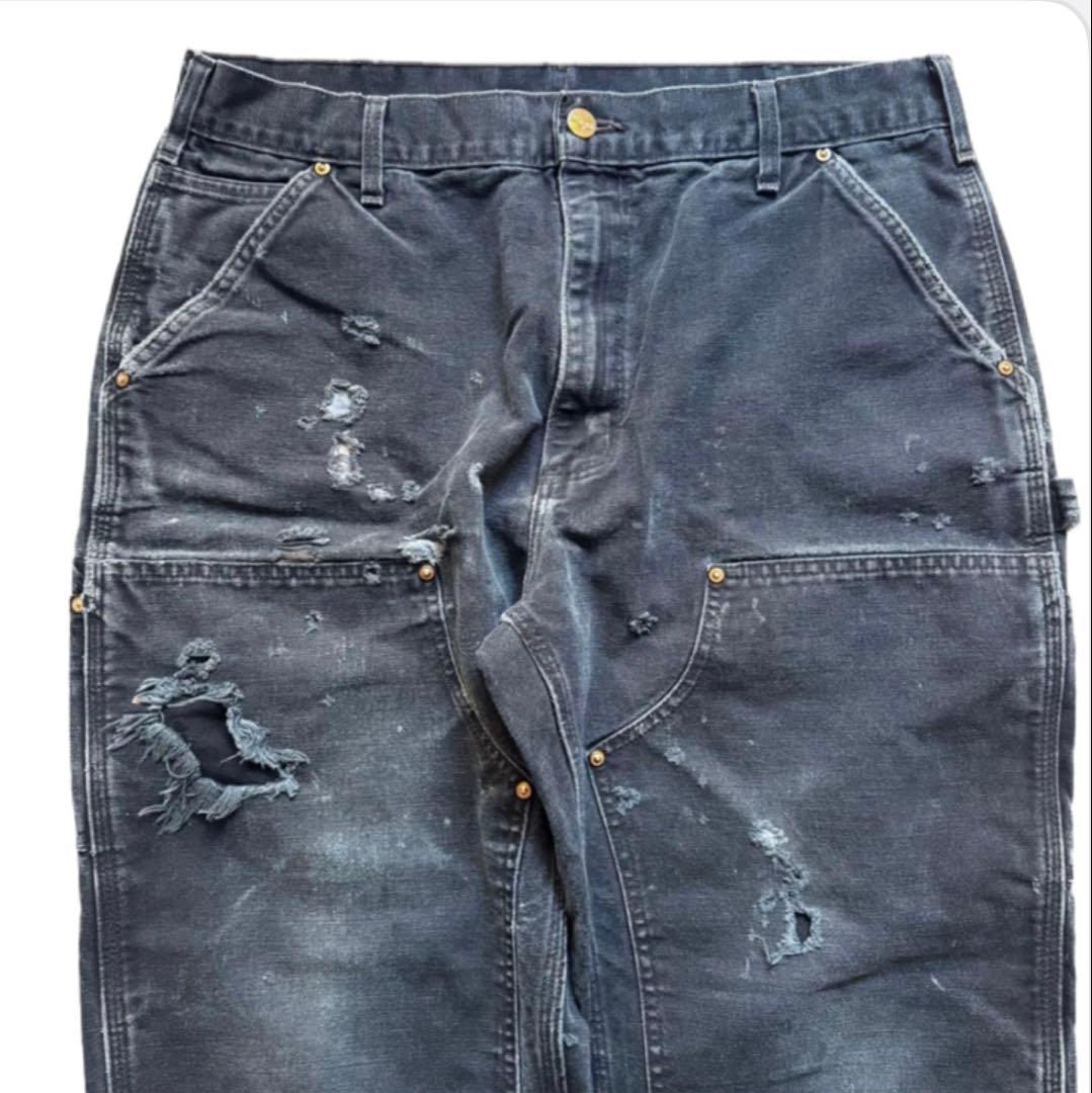 カーハート ダブルニー ブラック　USA製　W34×L29