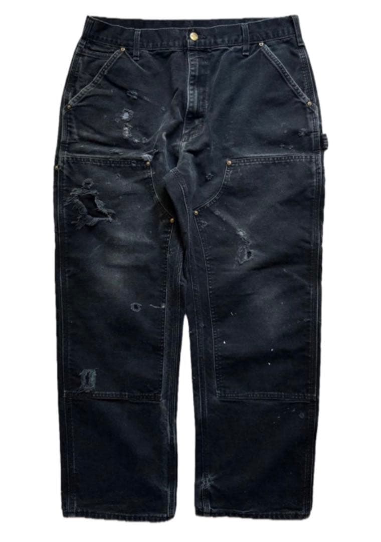 カーハート ダブルニー ブラック　USA製　W34×L29