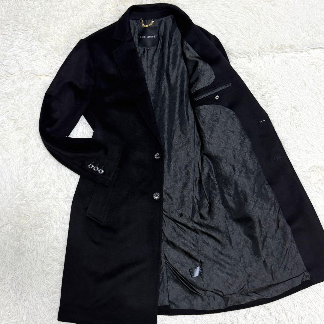 【極美品】ウノピュウノウグァーレトレ チェスターコート カシミヤ ペイズリー 黒