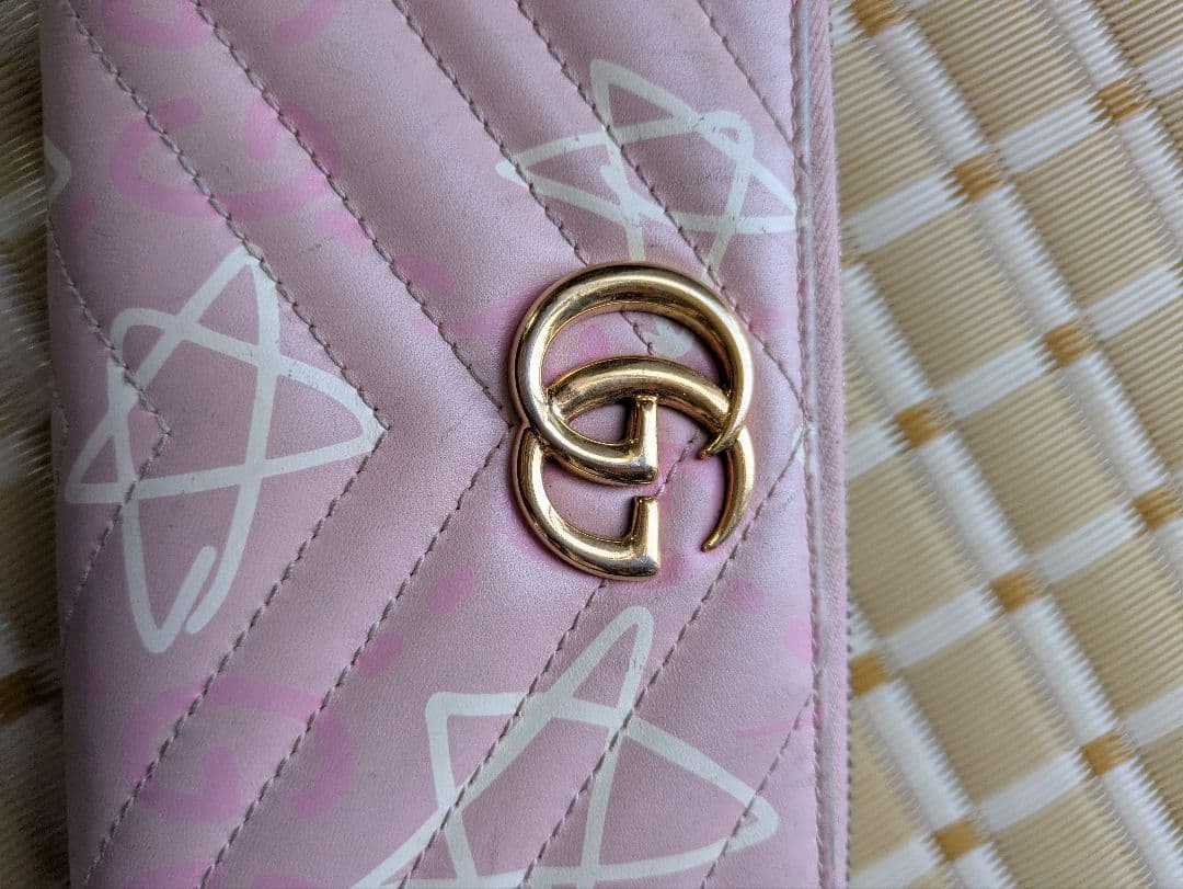 値下げ GGマーモント ゴースト 長財布 PVC ピンク