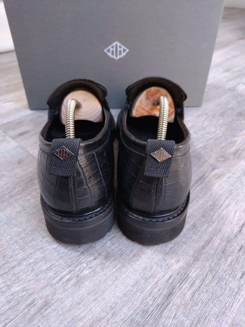 WH クロコダイル型押し ローファー 黒 サイズ7.5