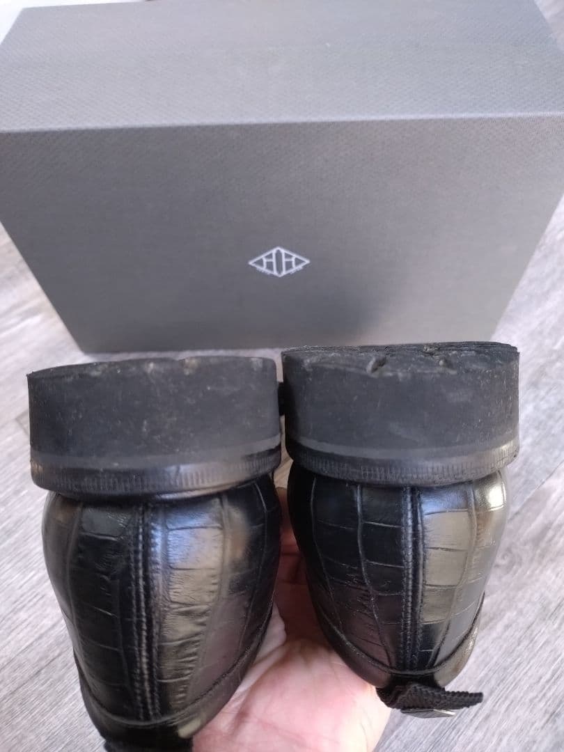 WH クロコダイル型押し ローファー 黒 サイズ7.5