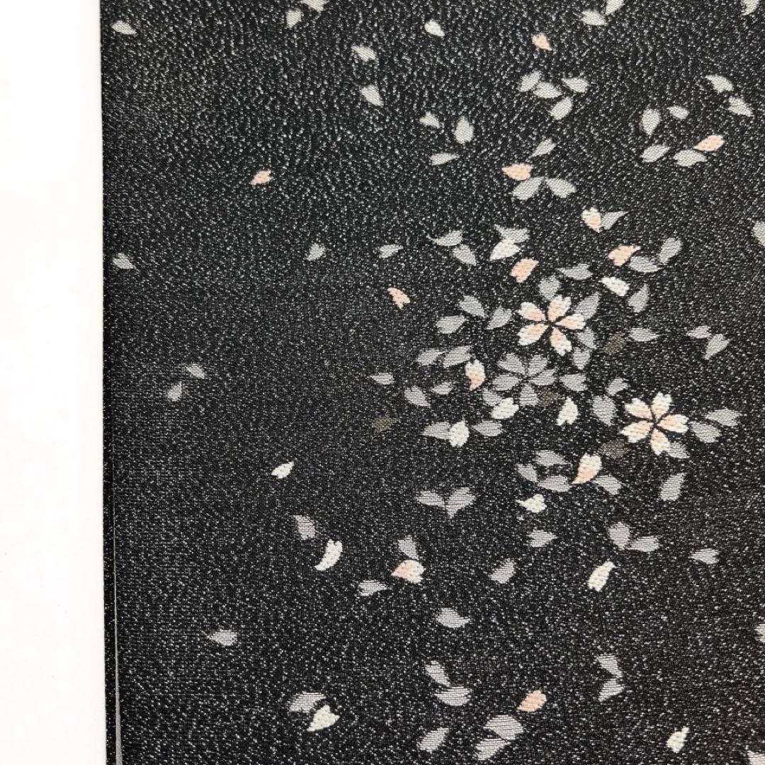未着用　袋帯　銀通し　桜　桜吹雪　黒地　夜桜　着物　044a d