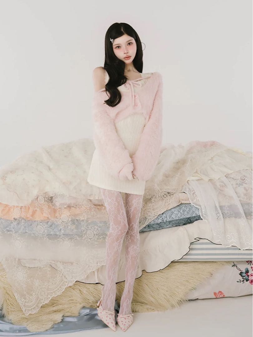 ケーブルニットソーセットミニワンピース ダーリッチ IVO