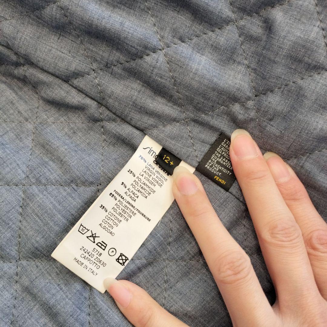 FENDI 12+ ポケットファー チェック ウールロングコート