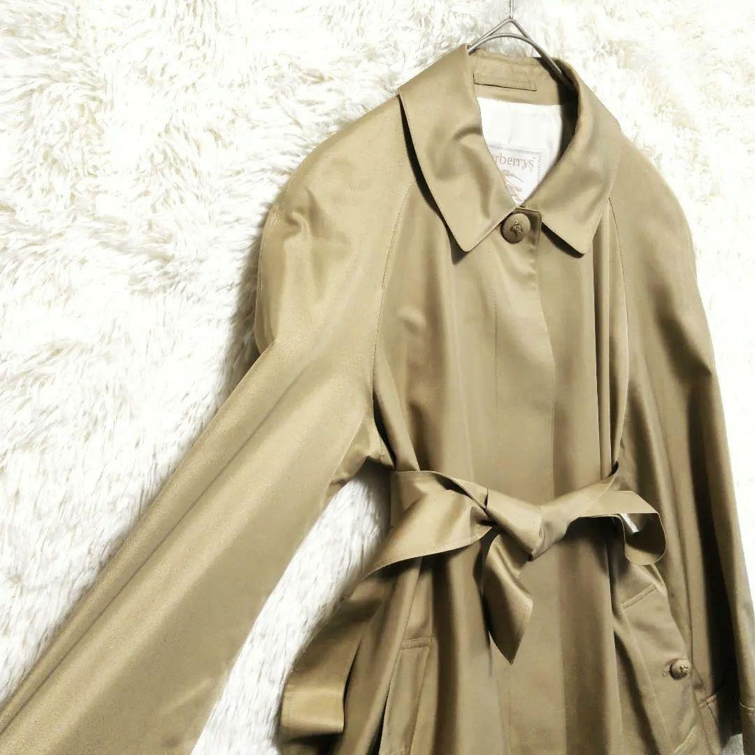 バーバリーズ　シルク100%　スカーフ柄　ステンカラーコート　ベルト付き　9AR