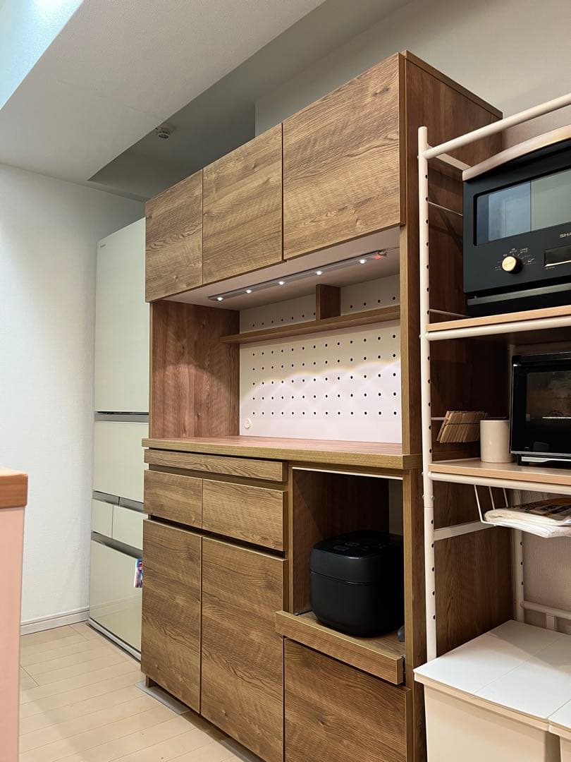 【送料込】LOWYA木目調食器棚