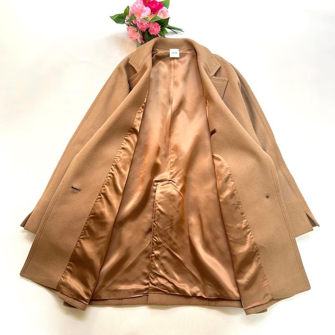 最終セール　極美品　エリン　メルトンシングルワンボタンコート　ウール　ゆったり