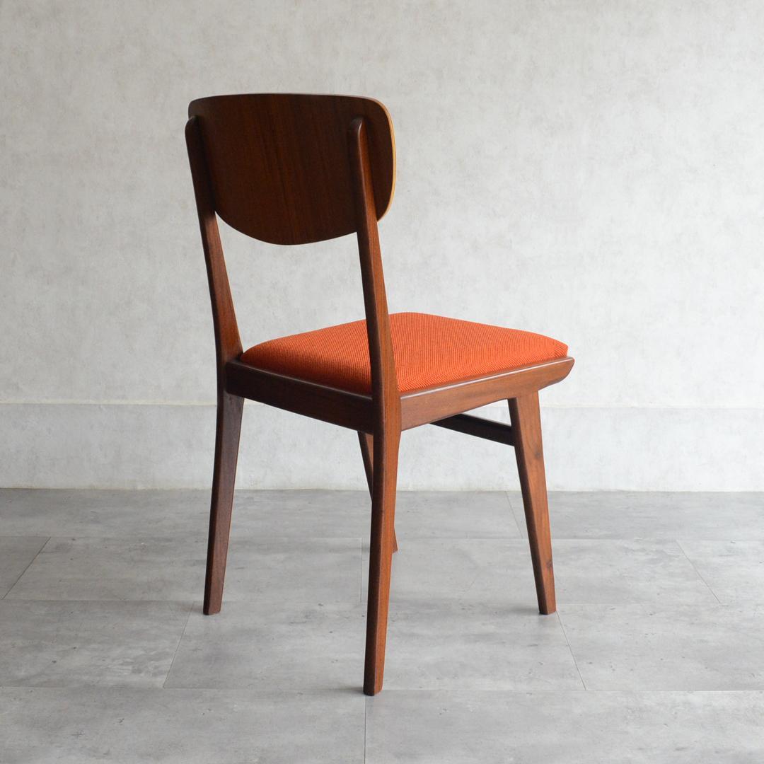 イギリス ヴィンテージ チーク ダイニングチェア オレンジ 北欧家具 04