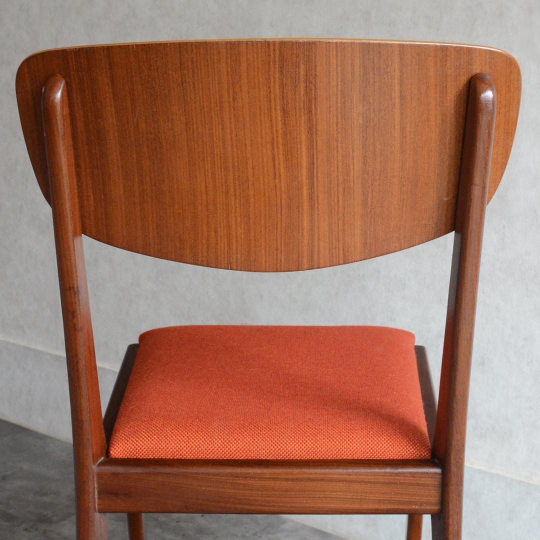 イギリス ヴィンテージ チーク ダイニングチェア オレンジ 北欧家具 04