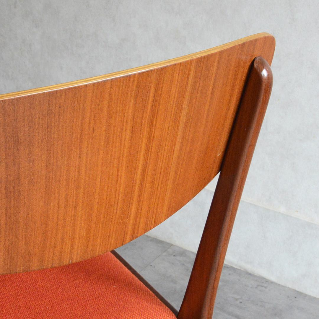 イギリス ヴィンテージ チーク ダイニングチェア オレンジ 北欧家具 04