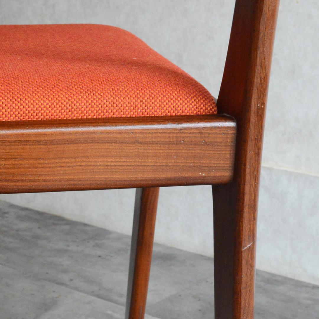 イギリス ヴィンテージ チーク ダイニングチェア オレンジ 北欧家具 04