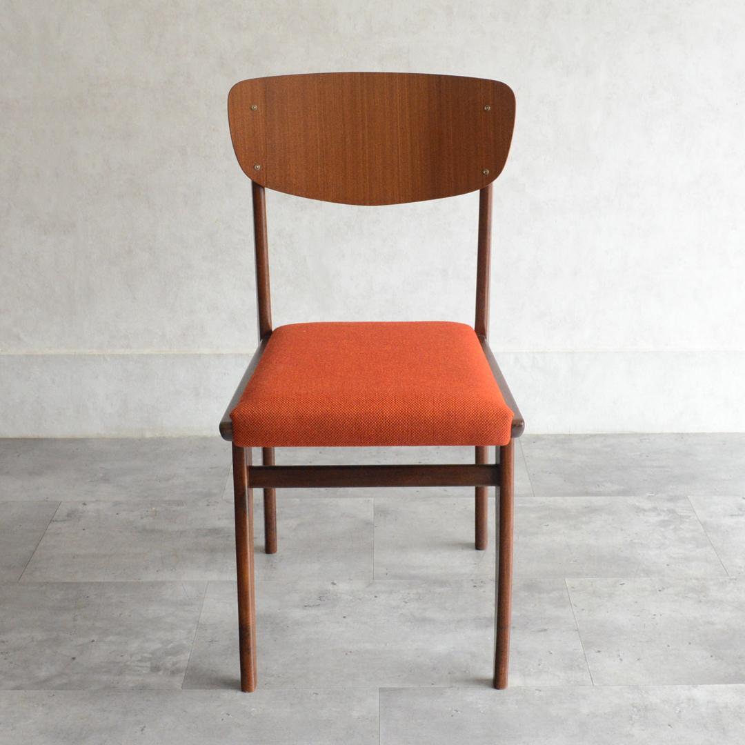 イギリス ヴィンテージ チーク ダイニングチェア オレンジ 北欧家具 04