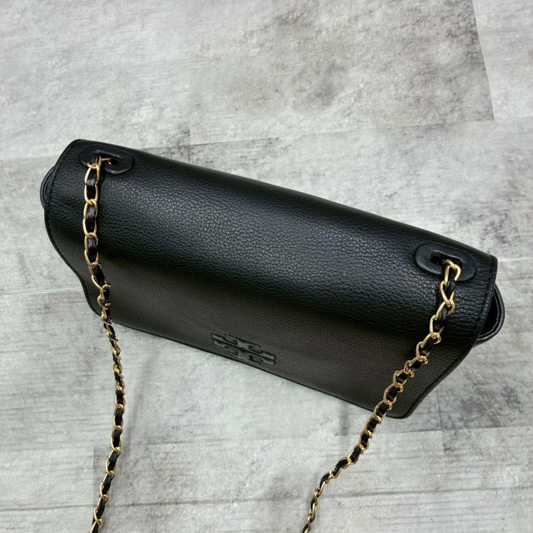美品 トリーバーチ マックグロー ショルダーバッグ ウォレット 黒 シボ革