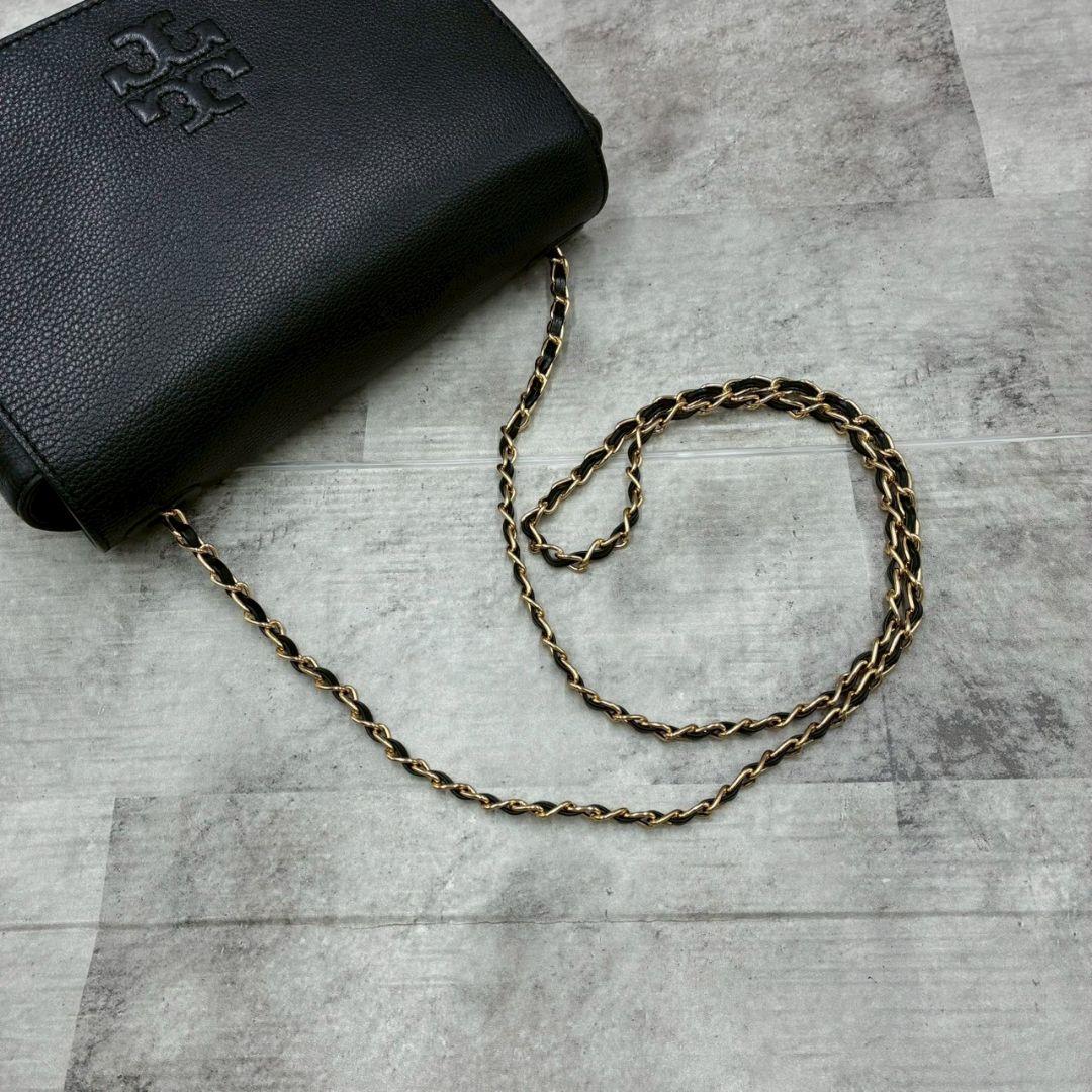 美品 トリーバーチ マックグロー ショルダーバッグ ウォレット 黒 シボ革