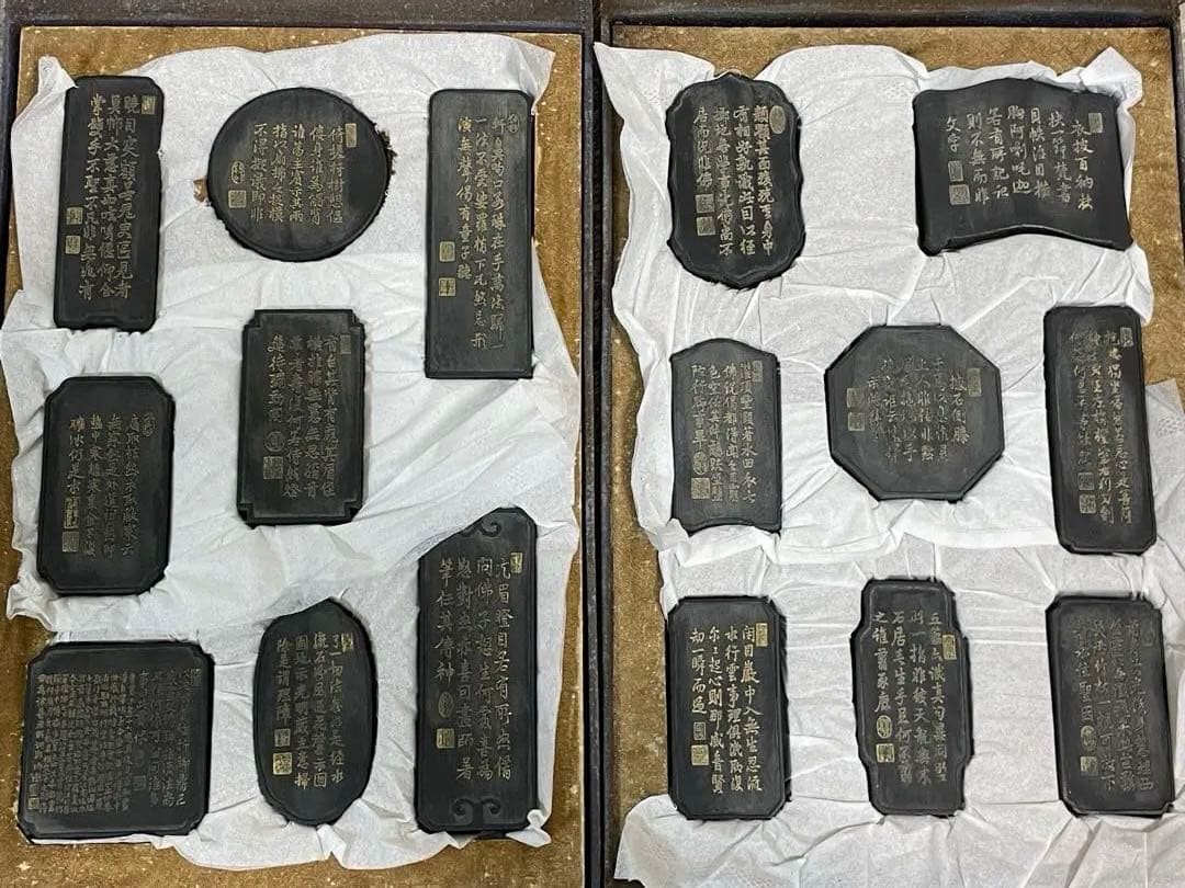 50年前の唐墨/十六羅漢彫/古墨/中国墨/固形墨/書道/仏教/置物/美術/骨董