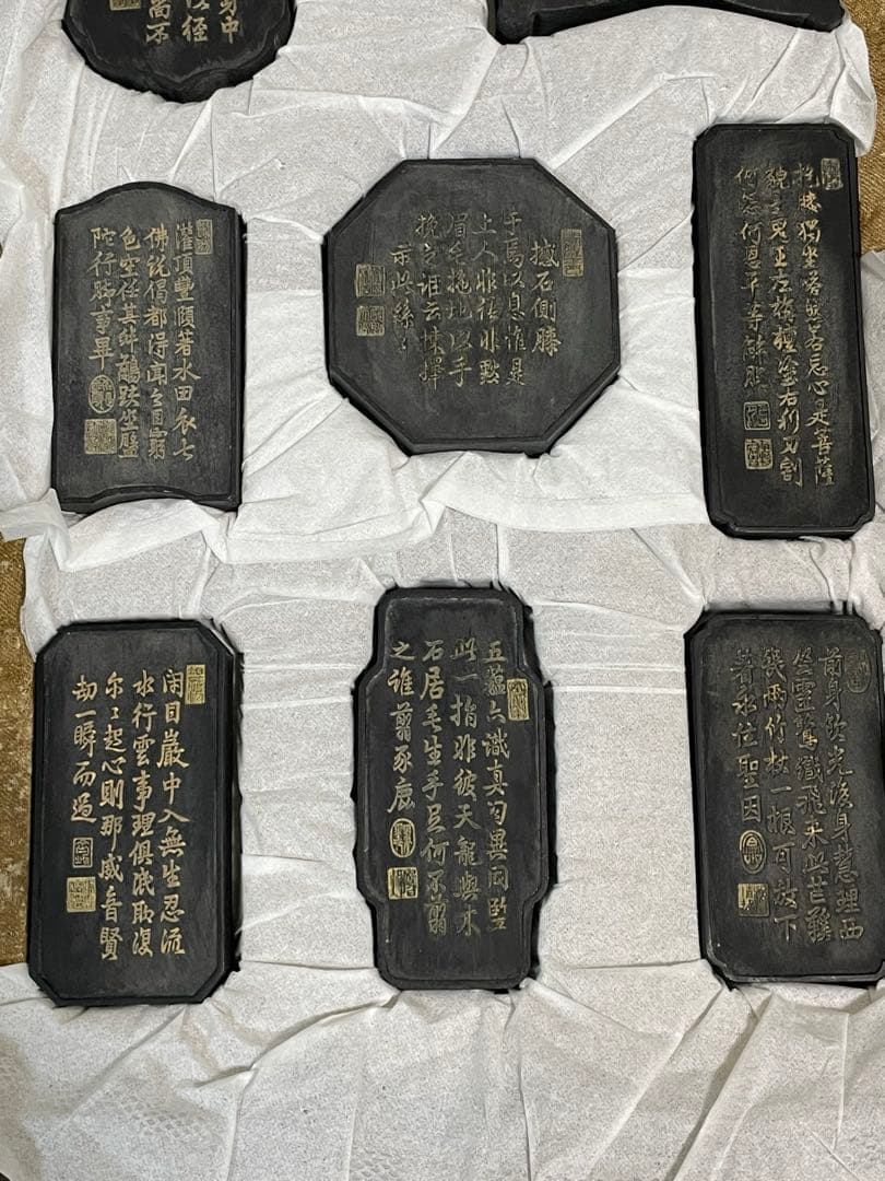 50年前の唐墨/十六羅漢彫/古墨/中国墨/固形墨/書道/仏教/置物/美術/骨董