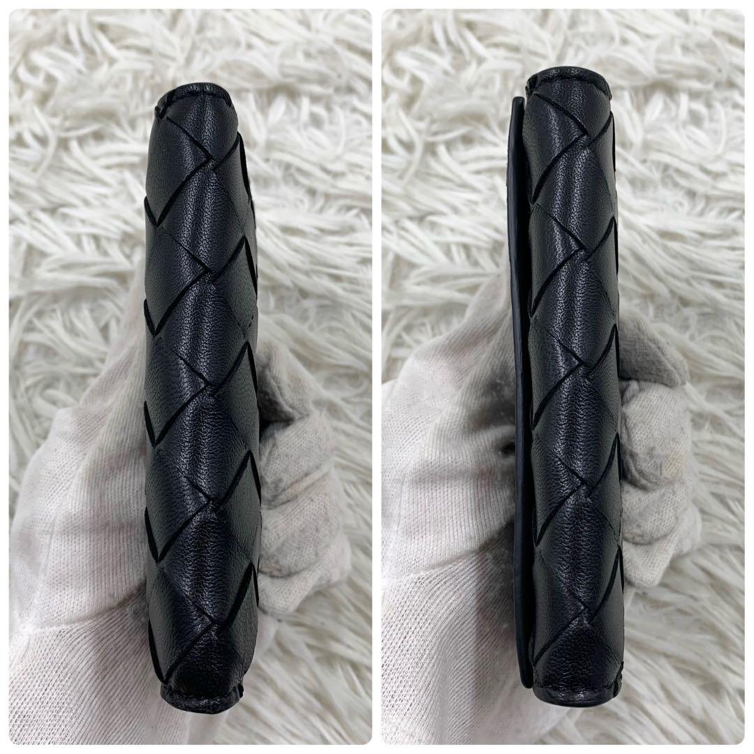 【✨未使用級✨】ボッテガヴェネタ マキシイントレチャート 折り財布 ブラック