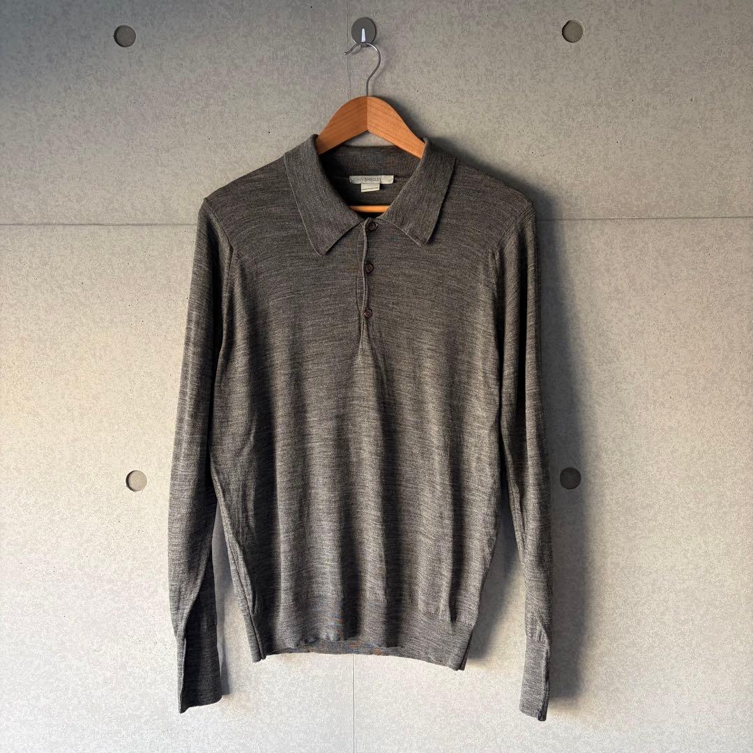 革*き様 JOHN SMEDLEY グレー 長袖ポロシャツ