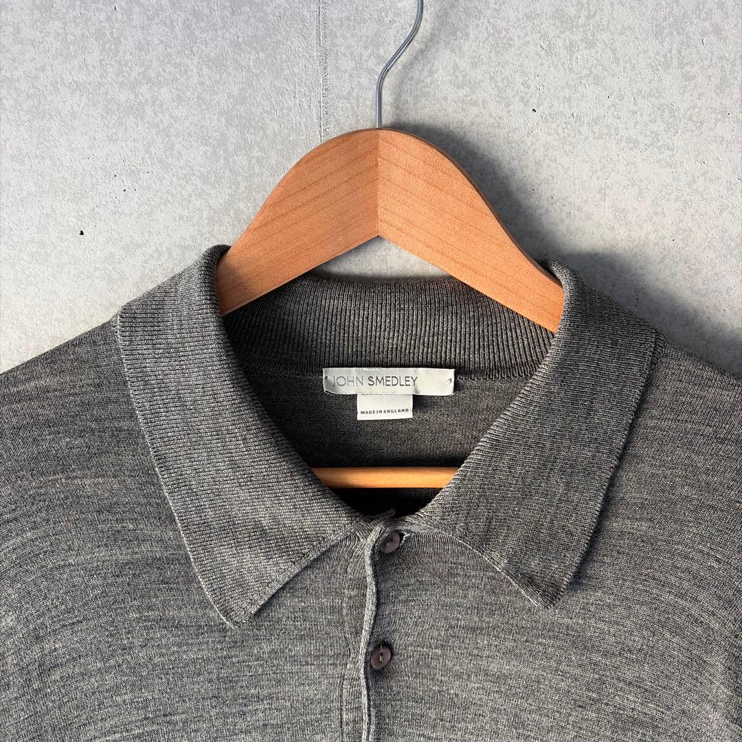 革*き様 JOHN SMEDLEY グレー 長袖ポロシャツ