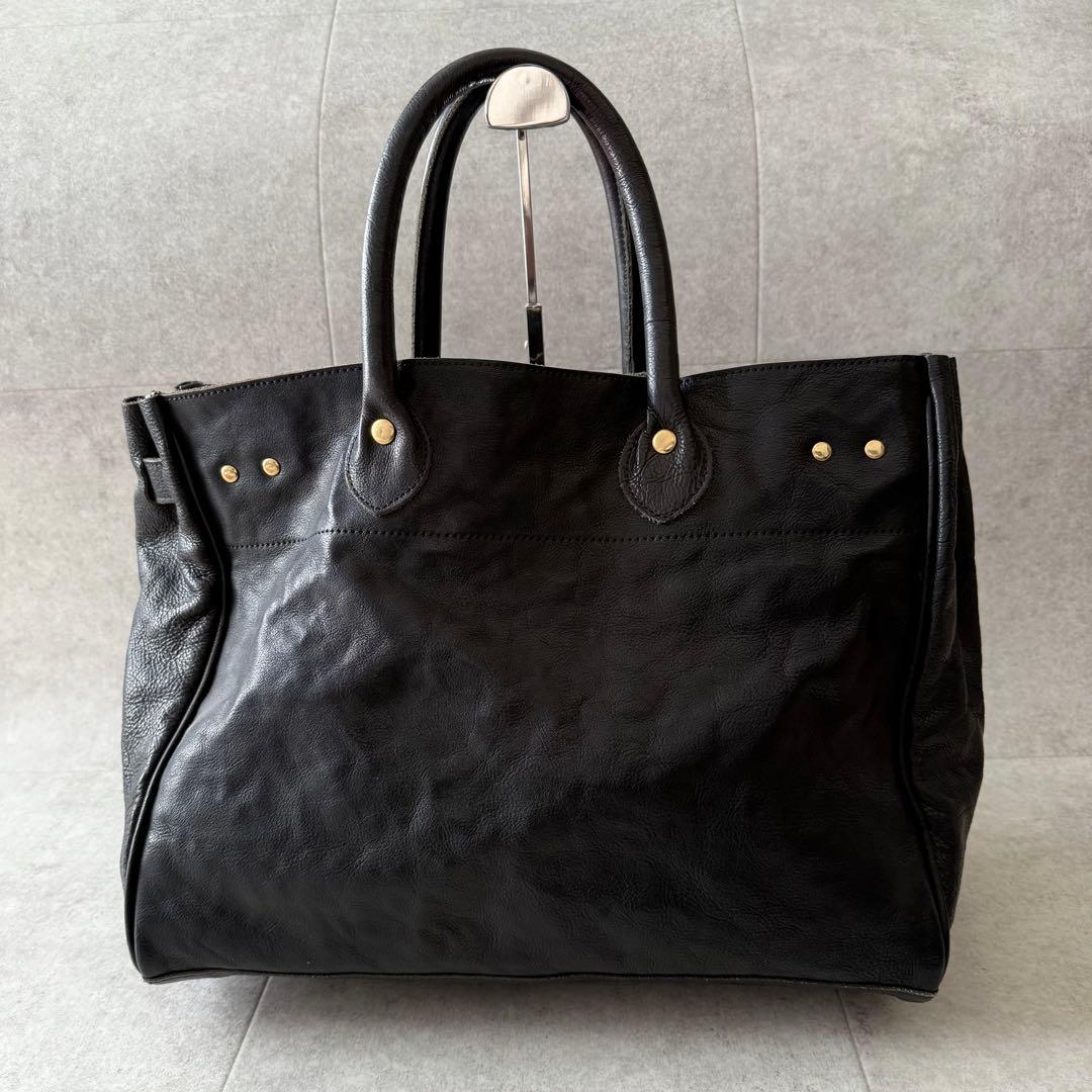 シータパランティカ　ハンドバッグ　金具　シボ革　本革　黒　大容量