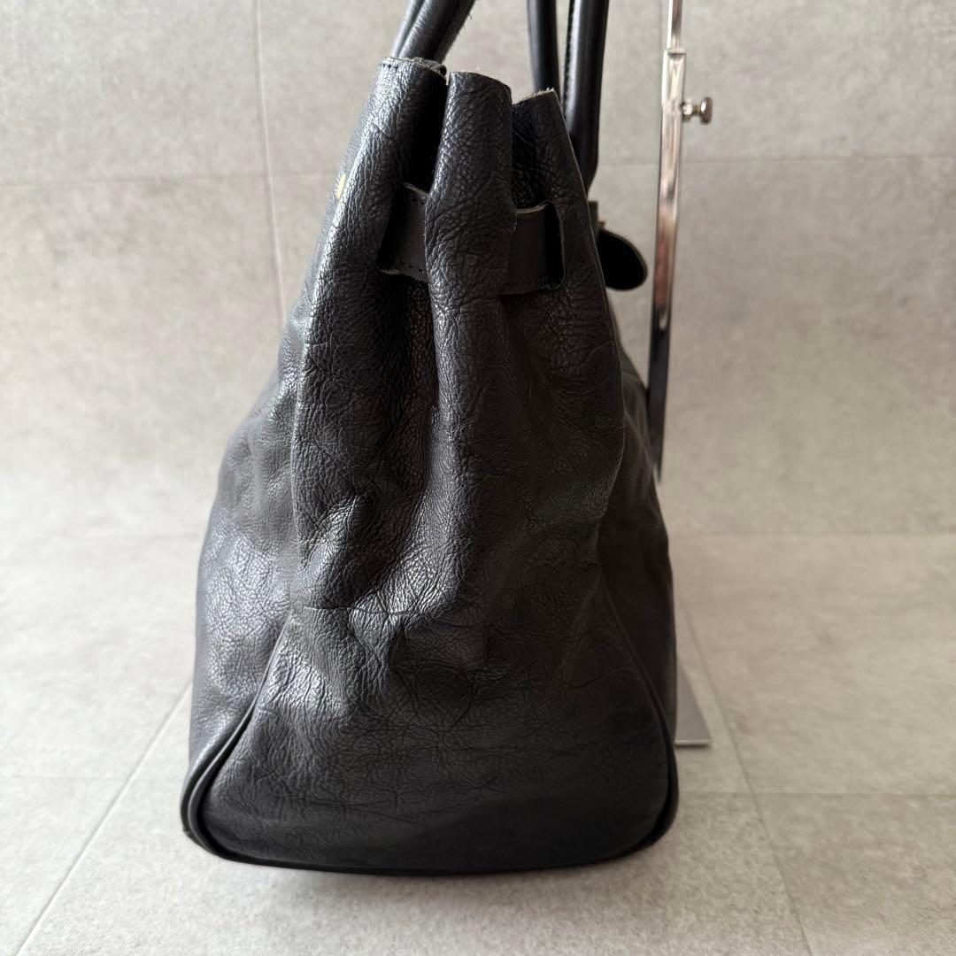 シータパランティカ　ハンドバッグ　金具　シボ革　本革　黒　大容量