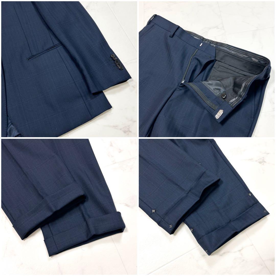 極美品 ブラックレーベルクレストブリッジ 御幸毛織 3 ピース スーツ 40 紺