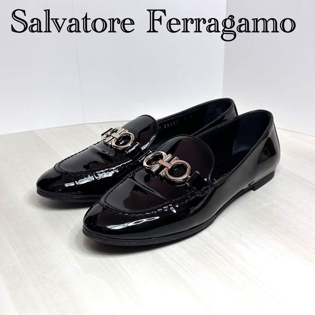 美品☆フェラガモ☆レディース☆パンプス☆エナメル☆ブラック☆サイズ7☆168