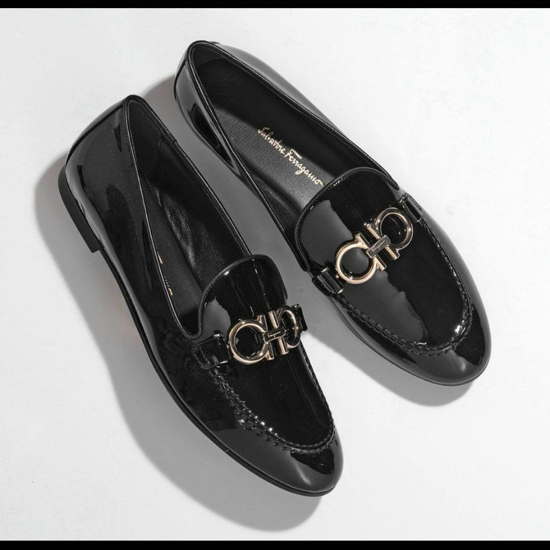 美品☆フェラガモ☆レディース☆パンプス☆エナメル☆ブラック☆サイズ7☆168