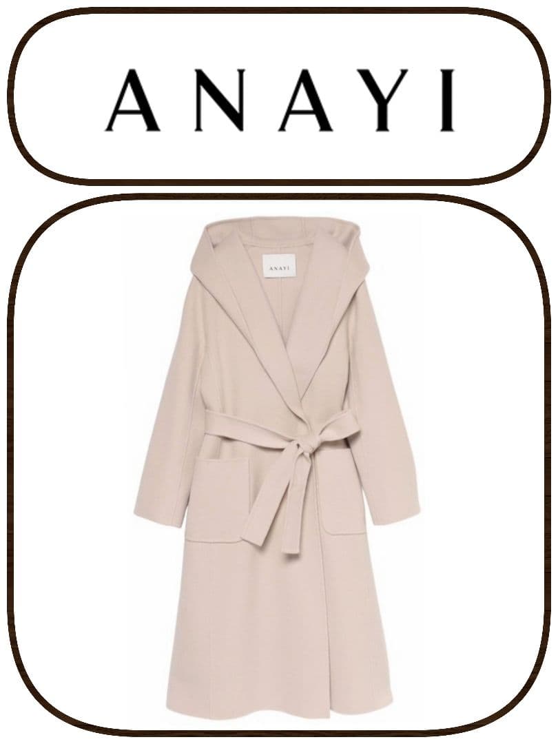 【美品】ANAYI ベージュ ロングコート フード付き