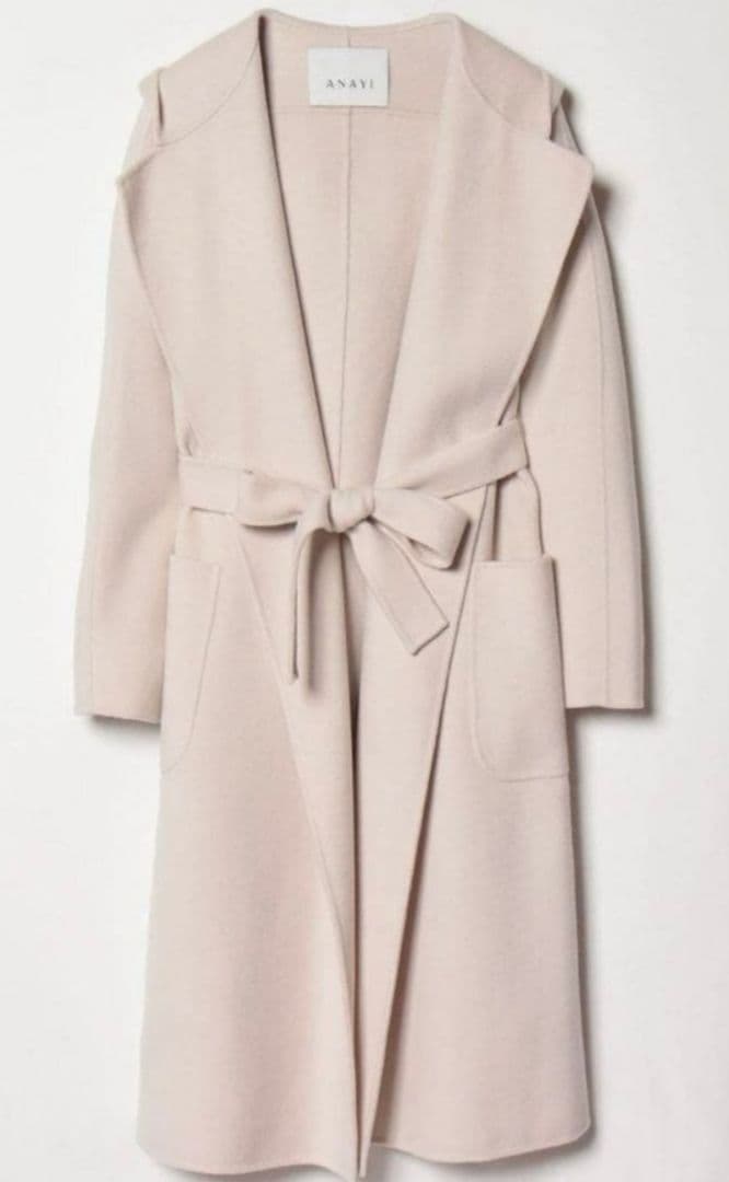 【美品】ANAYI ベージュ ロングコート フード付き