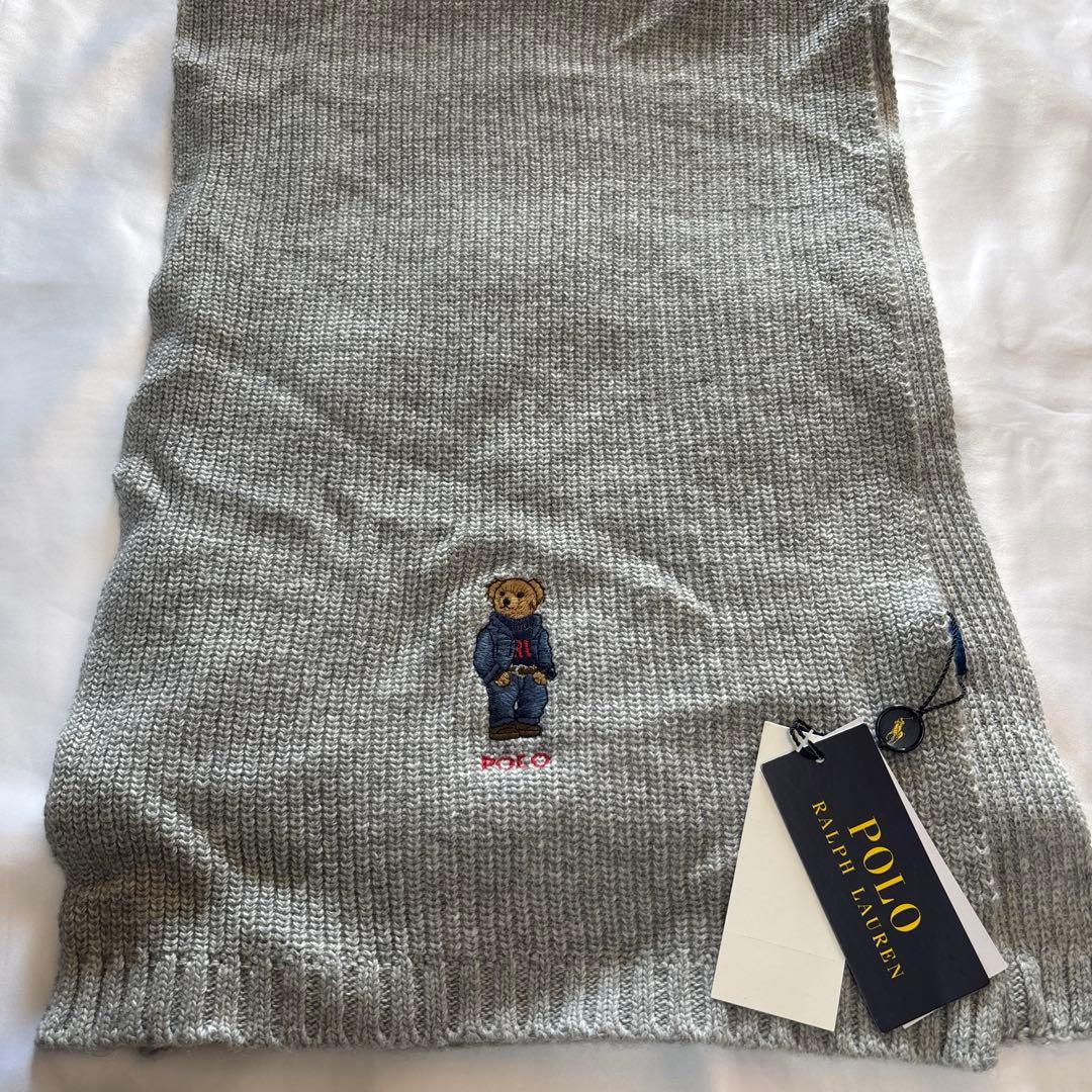 新品　ポロ　ラルフローレン　グレー　ポロベア　マフラー