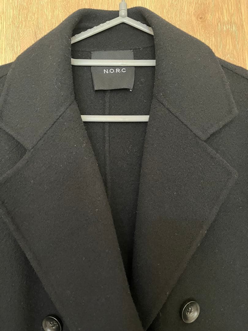 N.O.R.C 黒 ダブルブレスト ロングコート