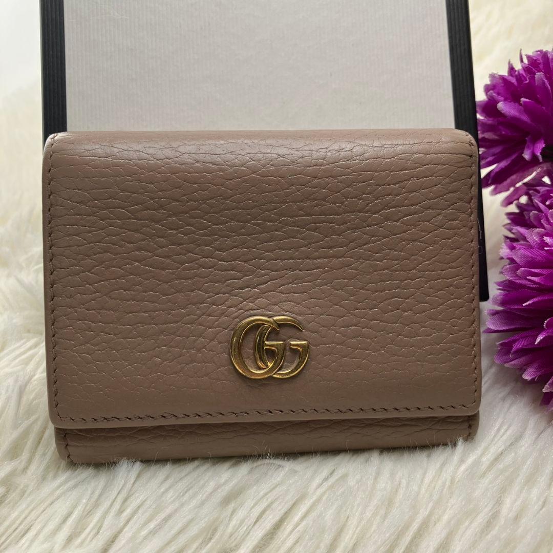 ✨美品✨　GUCCI ミニ財布　マーモント　三つ折り　GGロゴ
