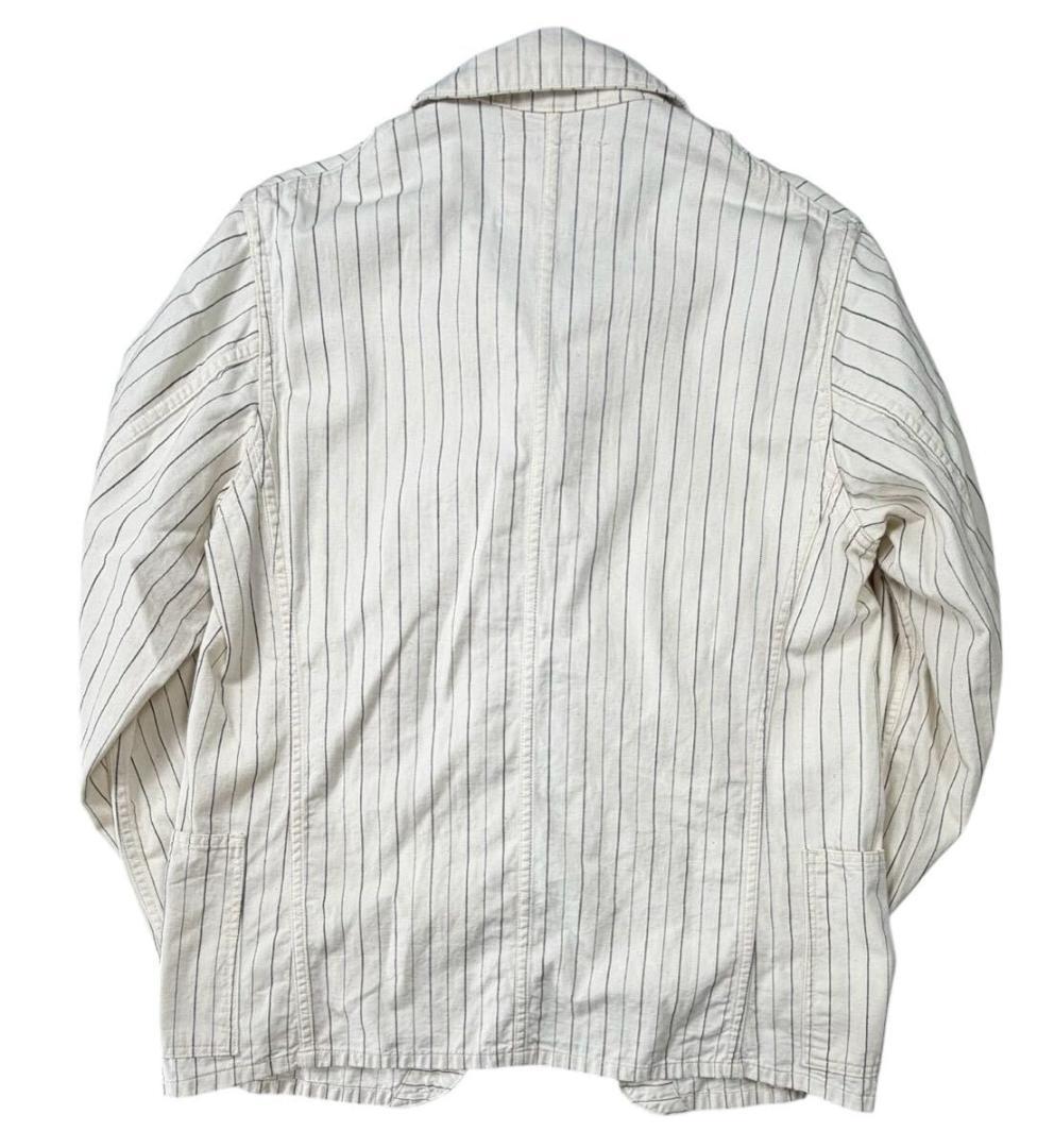 東洋 シュガーケーン ストライプ カバーオール ホワイト 38