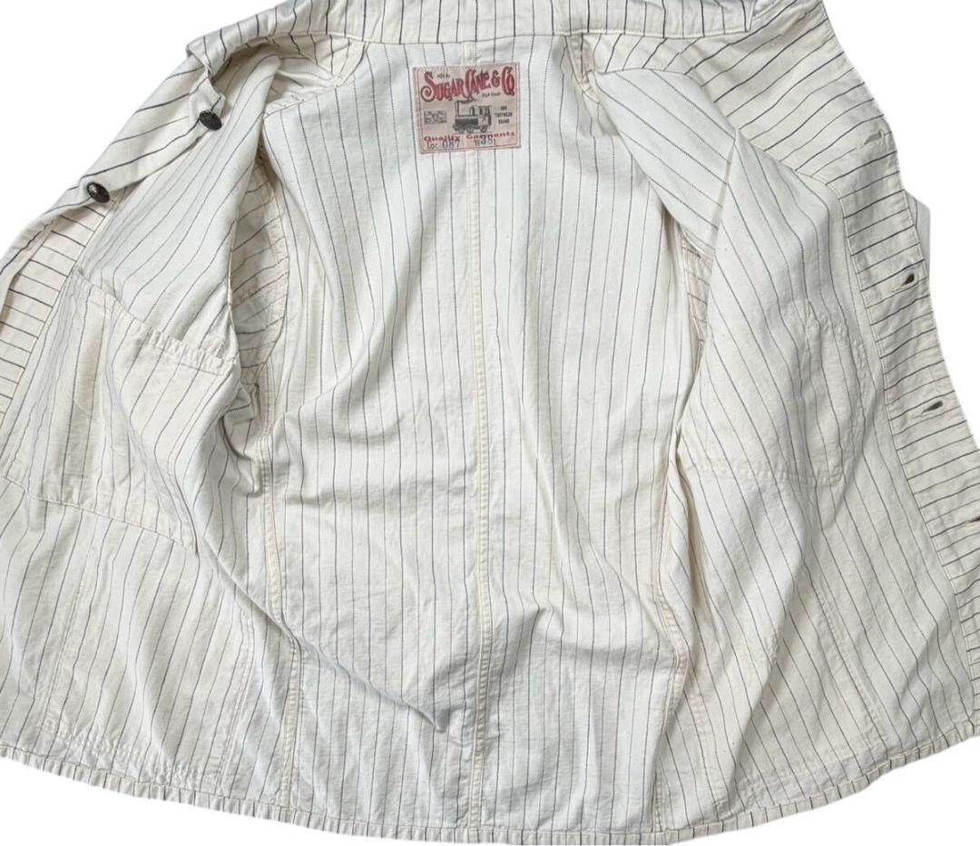 東洋 シュガーケーン ストライプ カバーオール ホワイト 38