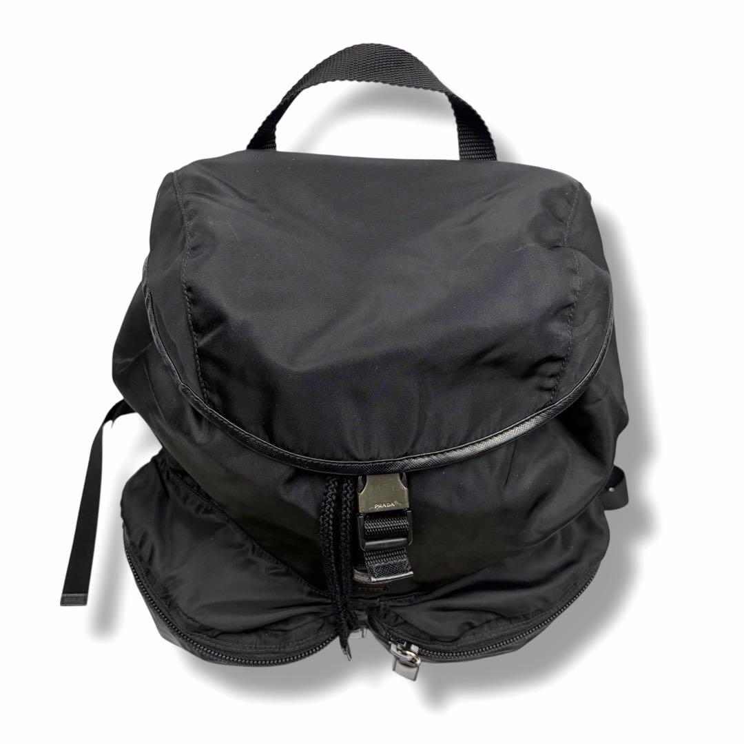 【美品】PRADA プラダ リュック バックパック ナイロン 三角ロゴ ブラック