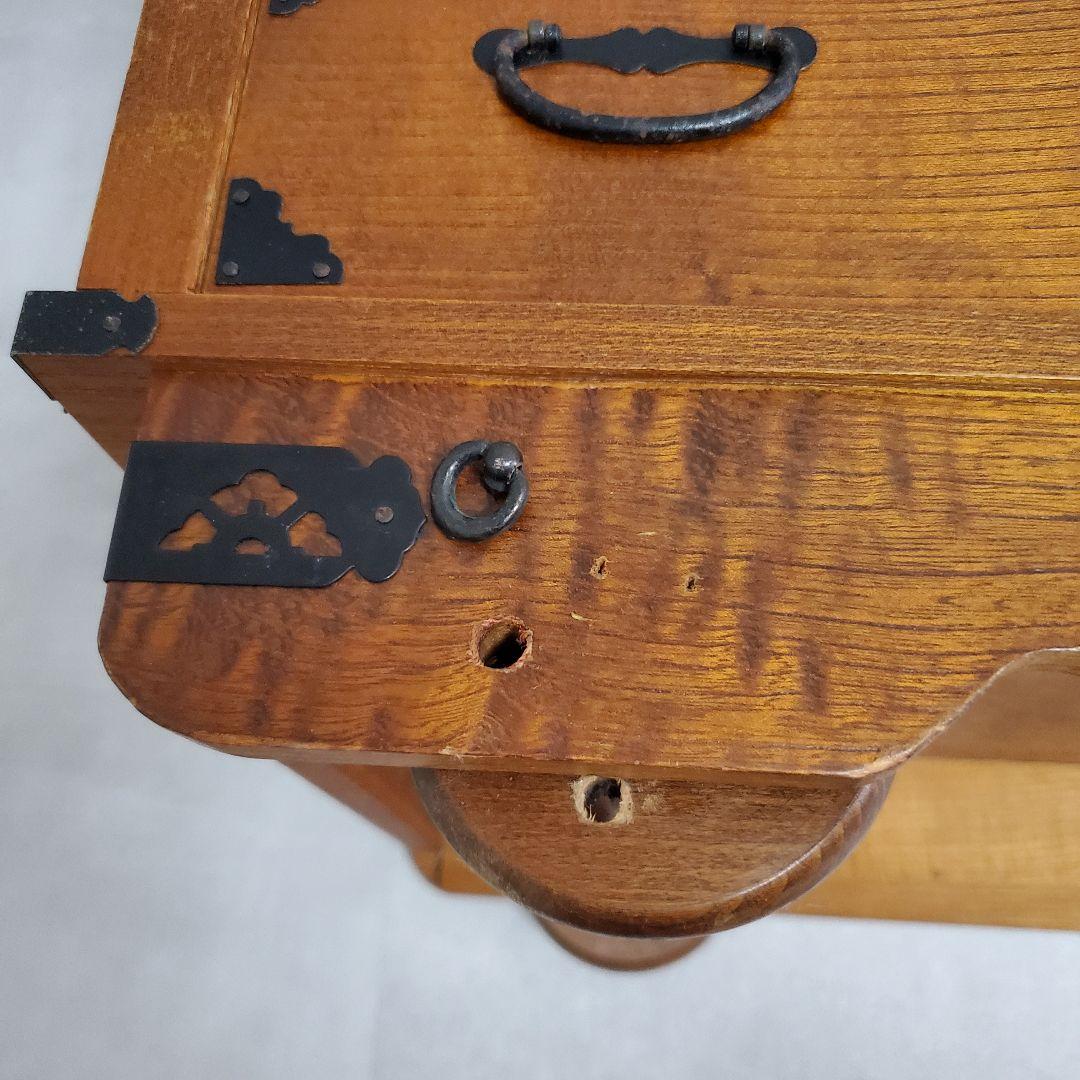 希少★欅 車箪笥 茶棚 茶箪笥 和箪笥 古家具 小引き出し ガラス扉 車輪