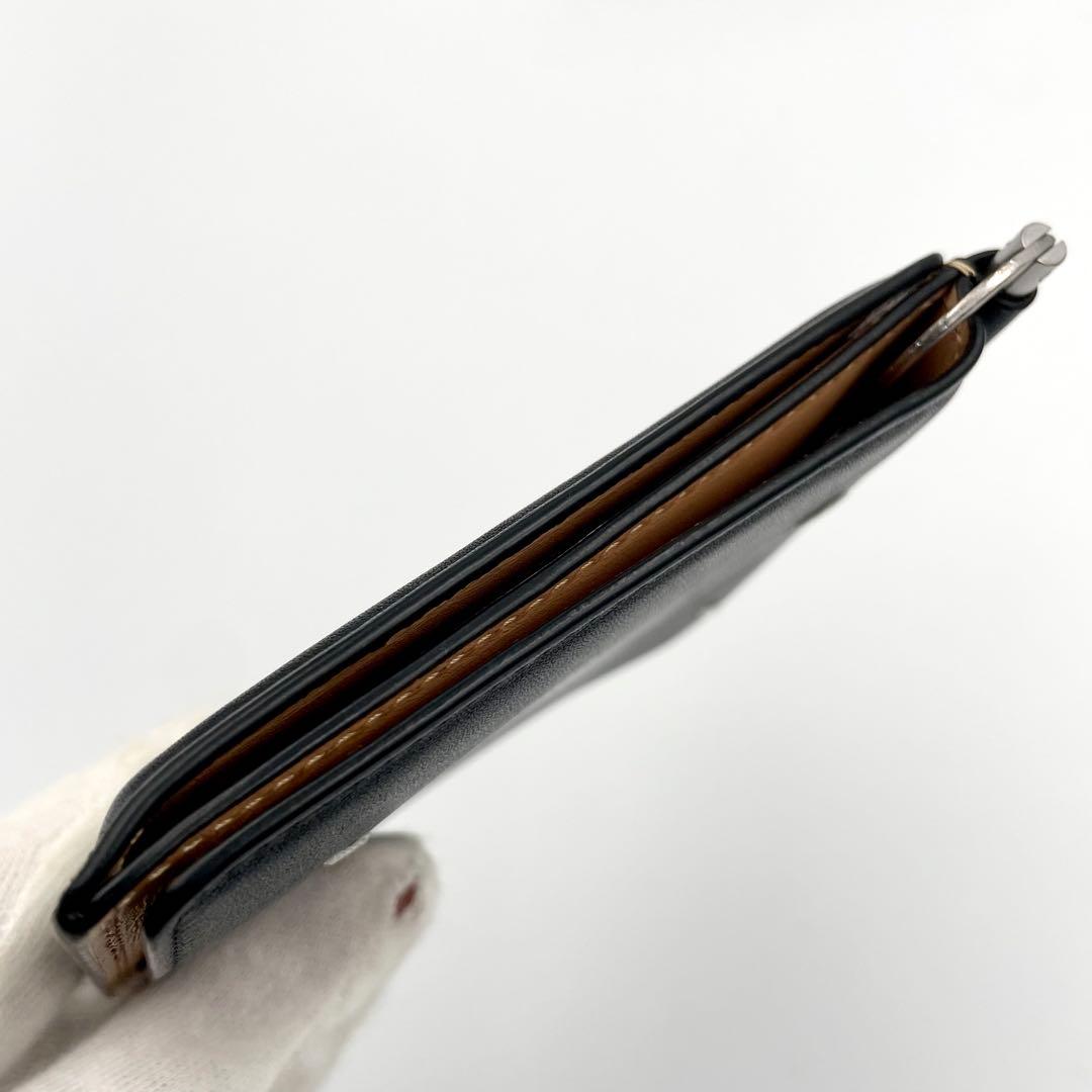 鑑定済・良品★メゾンマルジェラ　レザー　マネークリップ　ブラック×ベージュ　箱