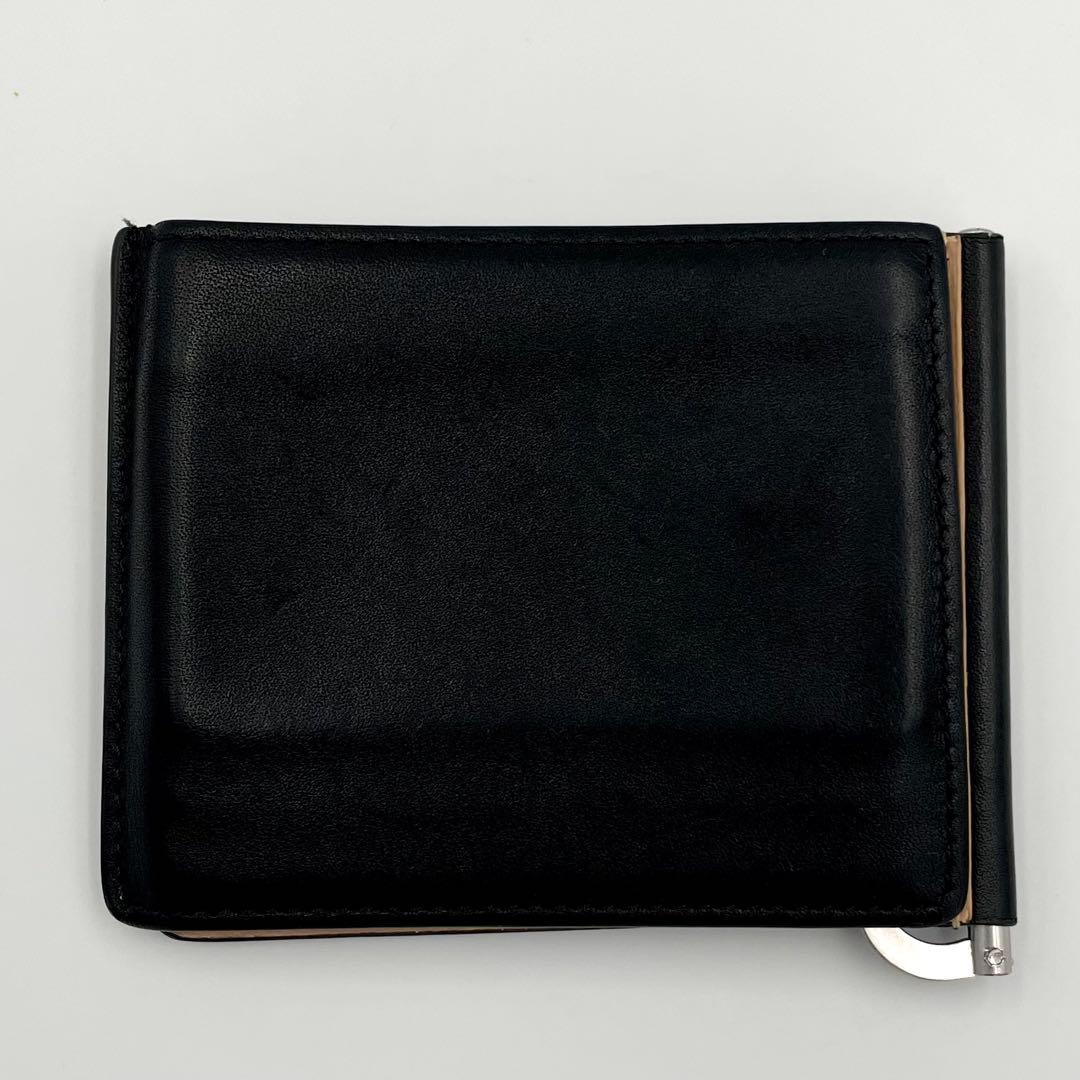 鑑定済・良品★メゾンマルジェラ　レザー　マネークリップ　ブラック×ベージュ　箱