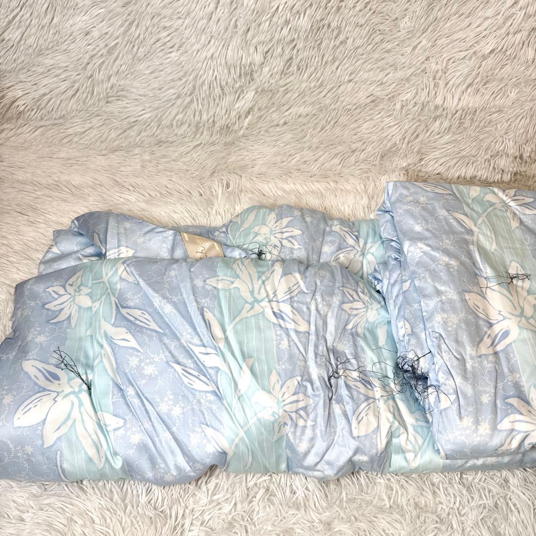 未使用 西川 真綿肌掛け布団 1kg シングル シルク100% ブルー 日本製