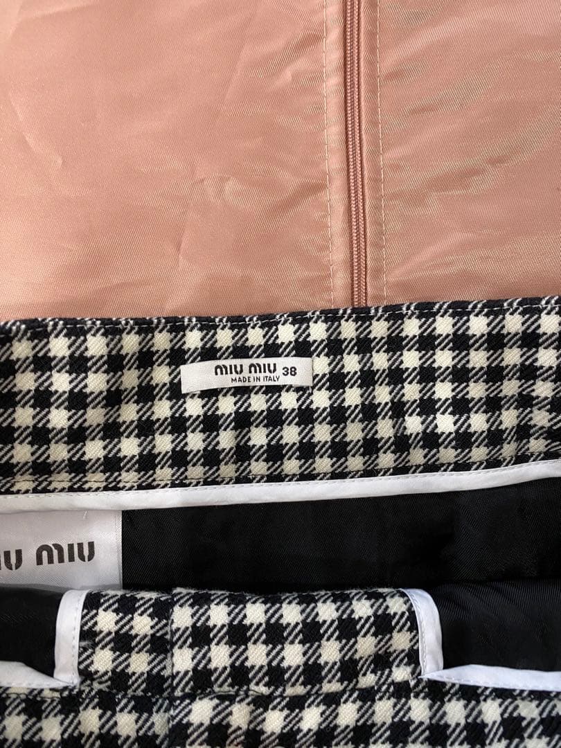 最終値下げ　ミュウミュウのギンガムチェックジャケット&スカートセットアップ