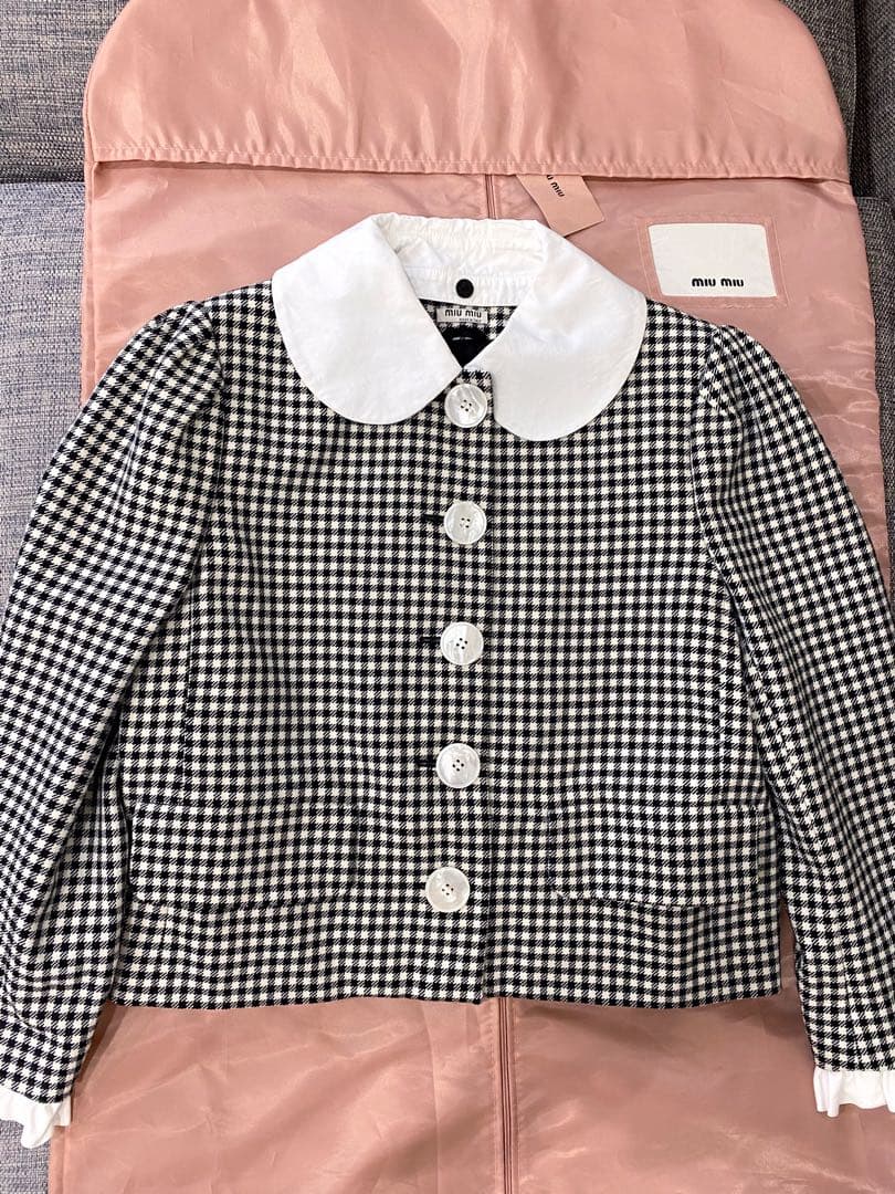 最終値下げ　ミュウミュウのギンガムチェックジャケット&スカートセットアップ