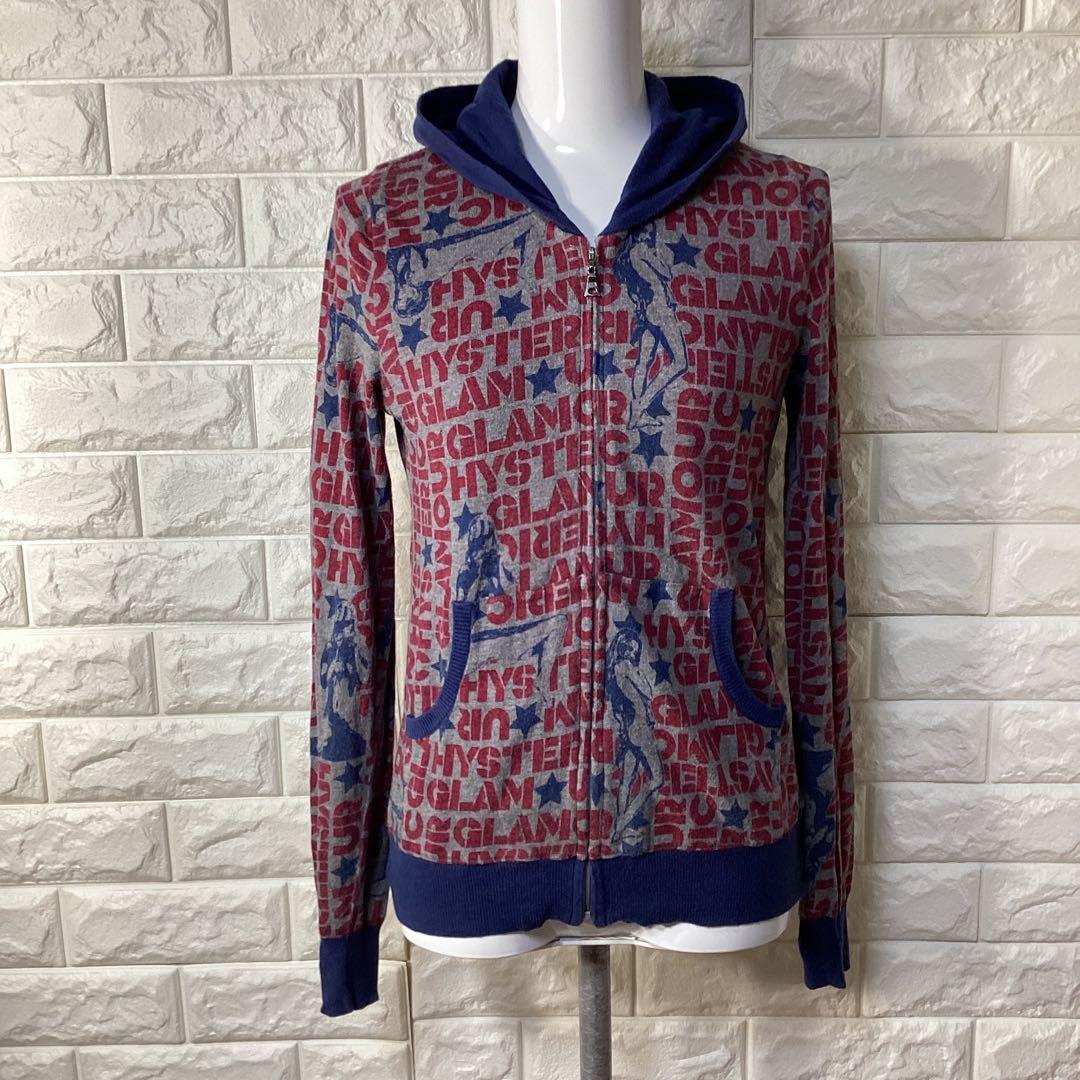 hysteric glamour ヒスガール　ロゴ柄　ジップアップパーカー