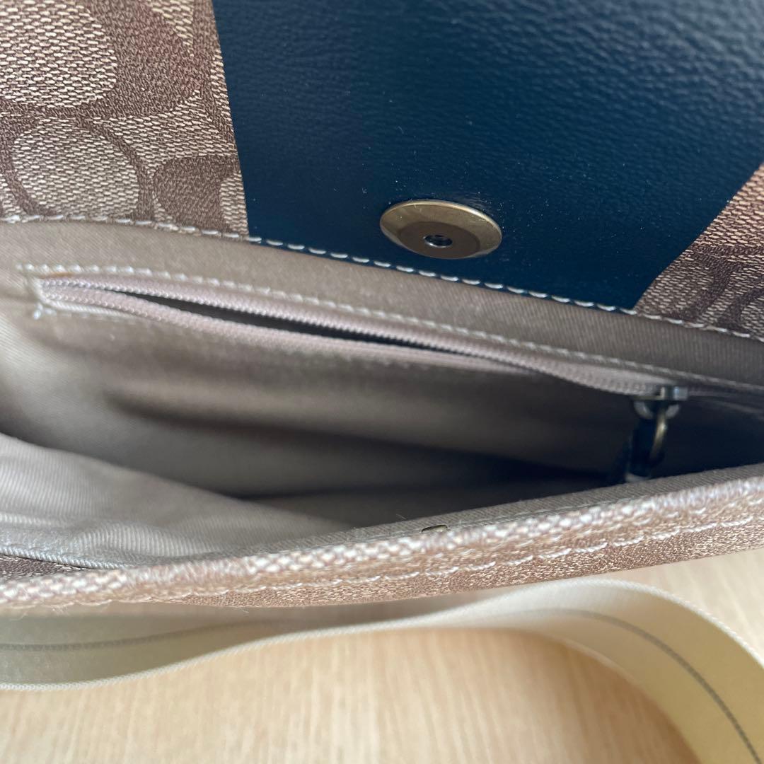 COACH メッセンジャーバッグ ベージュ/ネイビー