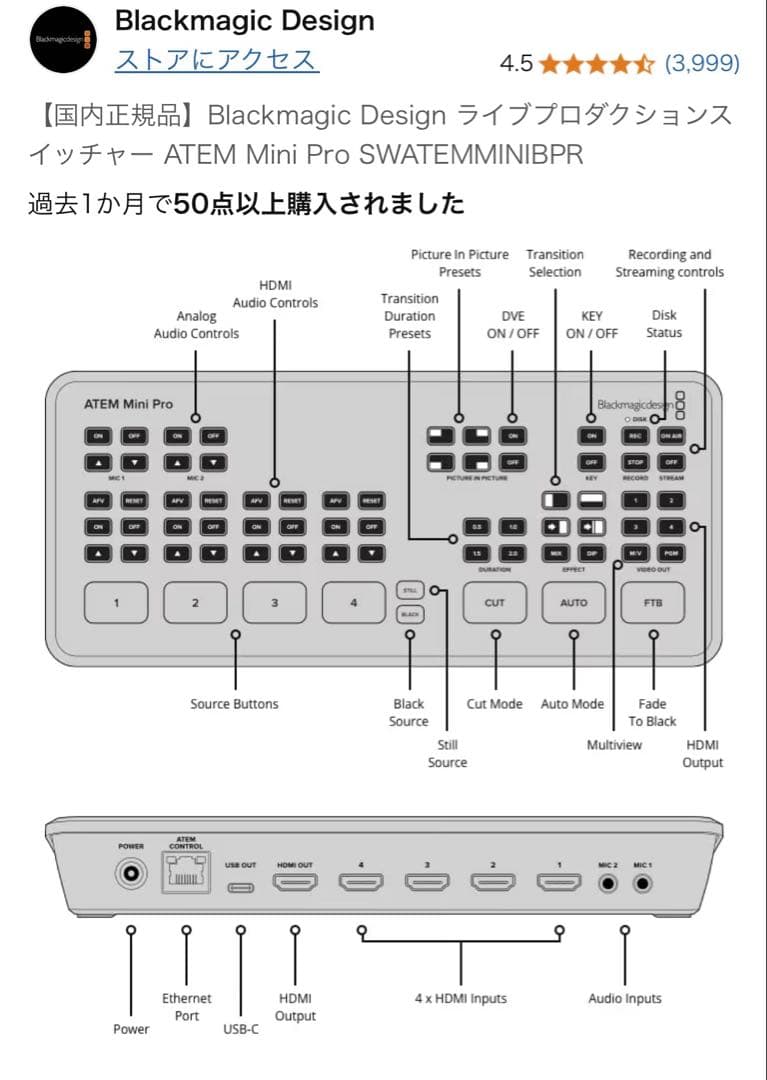 その他 ATEM Mini Pro Blackmagic Design